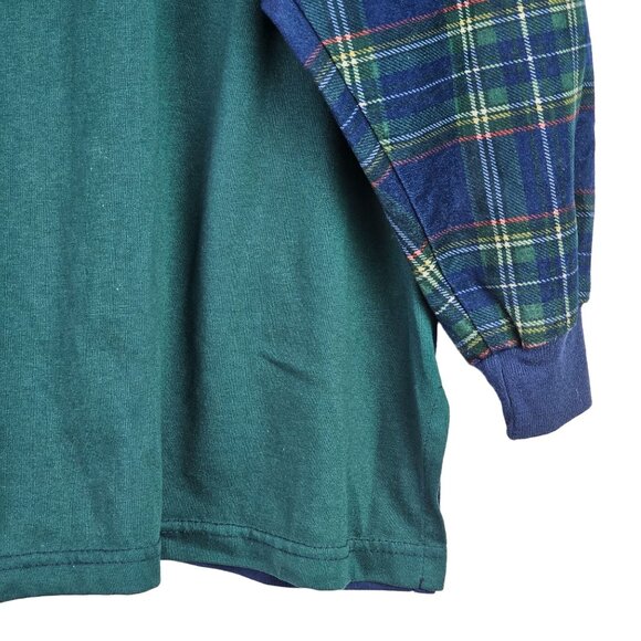 Vintage Bonnie Blain Collar Plaid Floral Contrasting Long Sleeve Shirt, EUC, 1X - Picture 4 of 5